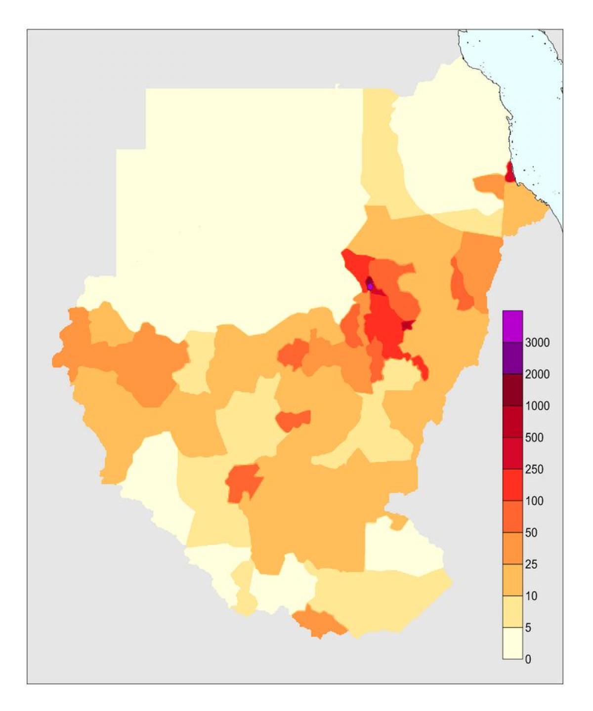 地図のスーダン人口