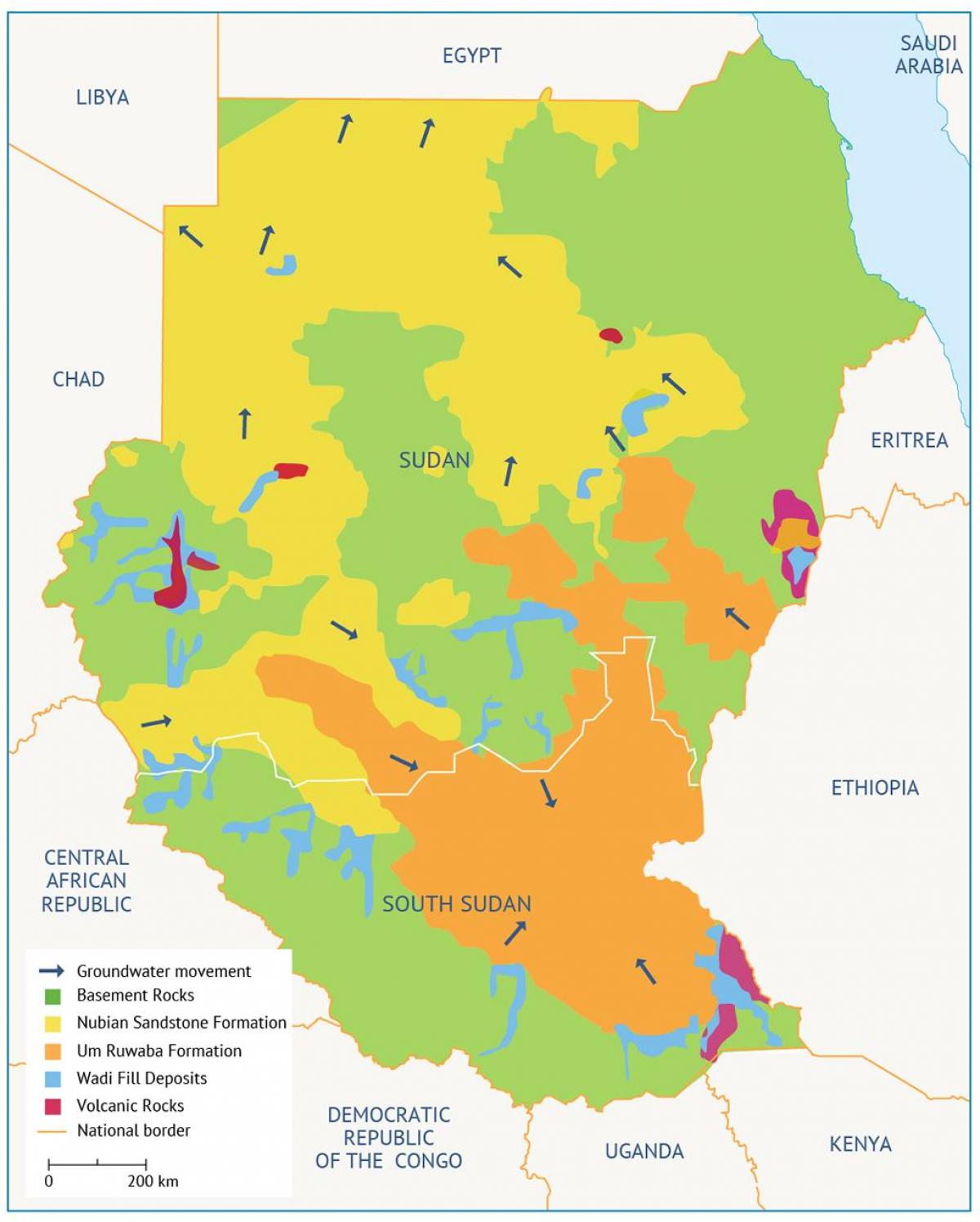 地図のスーダン流域 